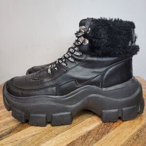 Juicy by Juicy Couture Sneakers Womens 7.5 J Emmie Black Lace Up Platform Shoes